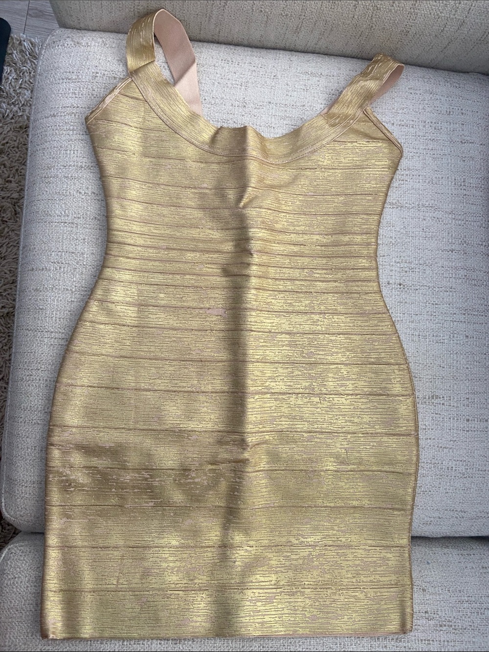 House of CB “The OG” Gold Bandage Bodycon Mini Dress M NWOT.